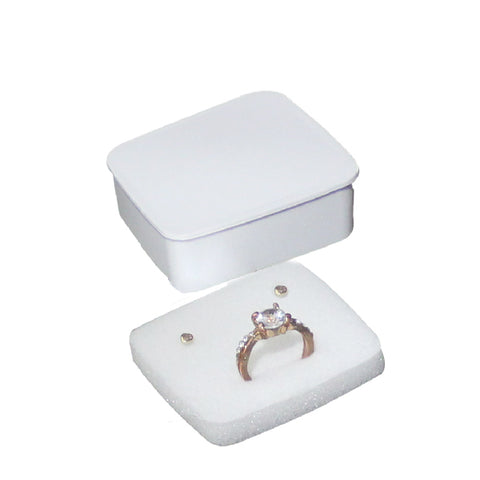 031332 (3322) Estuche fino de plástico mediano y esponja color blanco, para aretes y anillo Paq / 12 piezas (6 x 6 x 2.5)