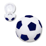 031610 (BALONAZ) Estuche con forma de balón en color azul con blanco para anillo (4.8 x 4.8 x 4.5 cm)