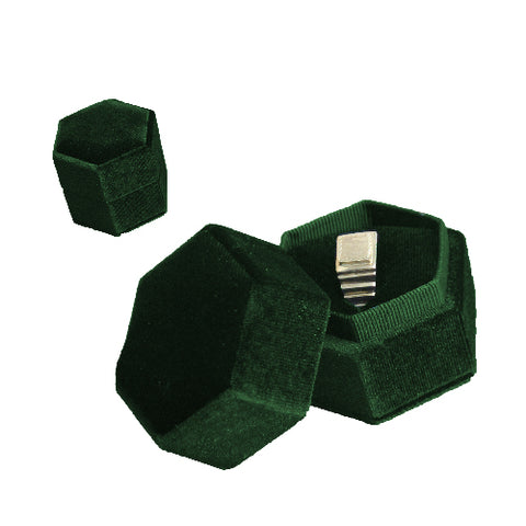 (040266) Estuche exagonal para anillo color verde turqueza (6x6x5cm)