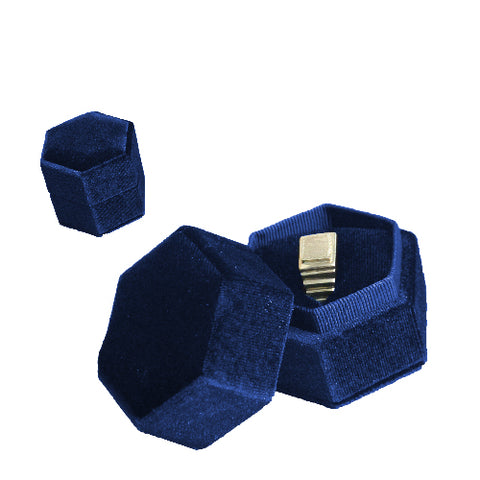 (040267) Estuche exagonal para anillo color azul marino (6x6x5cm)
