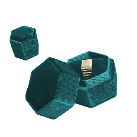 (040268) Estuche exagonal para anillo color azul bomdi (6x6x5cm)