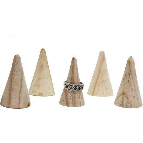(053065) Cono de madera para anillo paquete con 5 piezas (5x3cm)