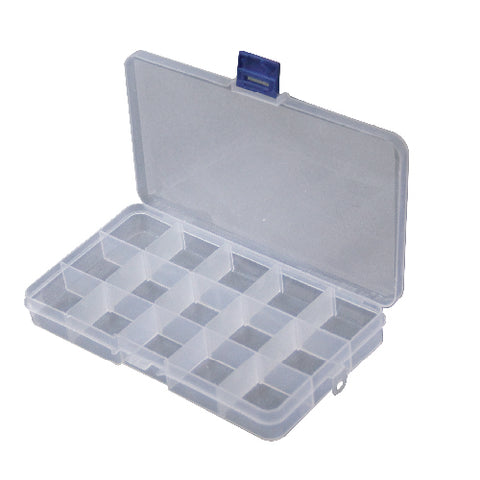 060502 (0182) Organizador de plástico con 15 casilleros desmontables  (10 x 17.5 x 2.5 cm)