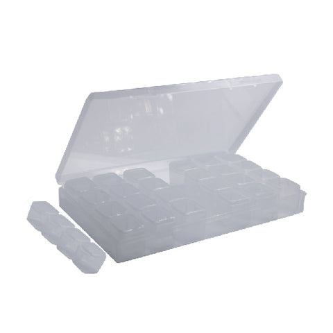 (0183) Organizador de plastico con 28 casileros con tapa individual (10.5X17.5X2.5 cm)