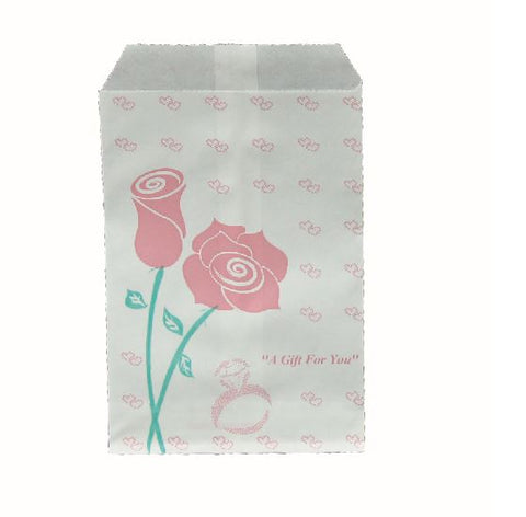 010802 (0406) Bolsa chica de papel estampado de flor paq con 100 bolsas  (9.8 x 13.5 cm)