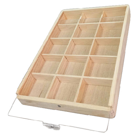 (053071) Charola de madera con tapa para 15 casilleros (23x32x4cm)