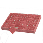 (05002) Charola Terciopelo Rosa con 24 casilleros para juego(35x24x3cm)